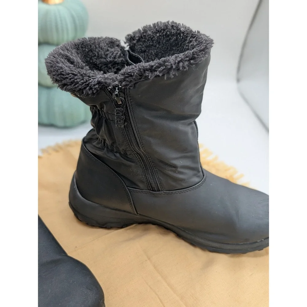 Totes Rikki Women's Winter Boots Size 9M Black Waterproof Dual Zip Faux Fur...